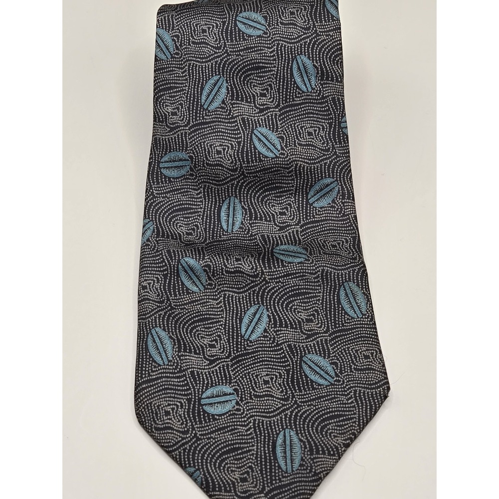 Giorgio Armani Made in Italy Silk Tie Gray Blue Abstract Geometric Necktie - Picture 2 of 5